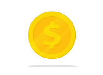 vector gold coin in flat design isolate on white background.