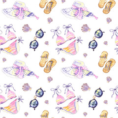 Obraz premium Beach accessories pattern