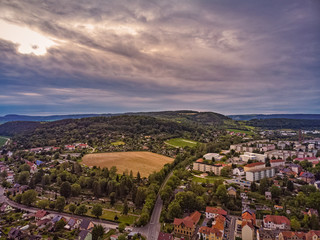 City Kahla in Thuringia Germany at sunset