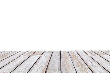 White wooden deck floor with white background