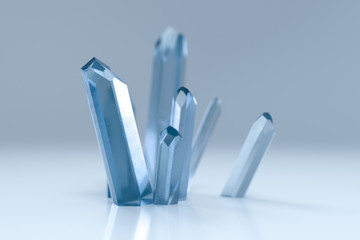 A cluster of blue magic crystal gather together, 3d rendering.