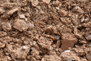 Brown clay earth close-up, texture