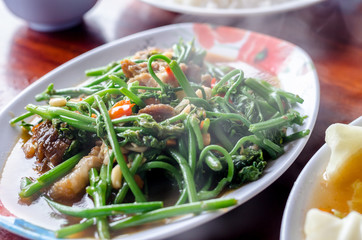 Fried vegetables in Thai style food: soft focus