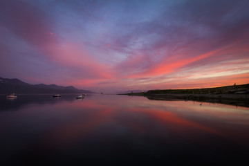 Sunset over the Ushuaia bay, Argentina