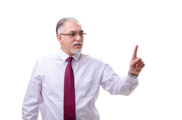 Aged businessman employee isolated on white 