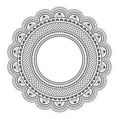 Decorative monochrome pattern in ethnic oriental style for greeting card, invitation, announcement or coloring book page