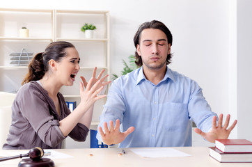 Young family in marriage divorce concept 