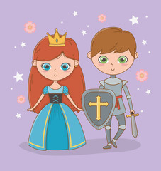 Medieval princess and knight of fairytale design