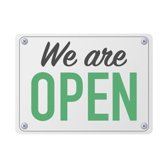 we are open plate sign for customers