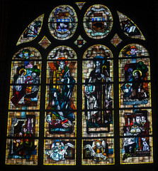 Stained glass with saints