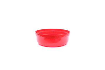 Red plastic bowl on isolated
