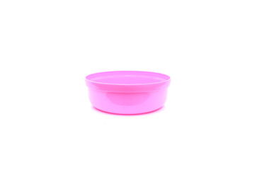 Pink plastic bowl on isolated