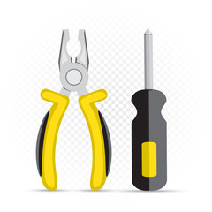 screwdriver and pliers repair icon