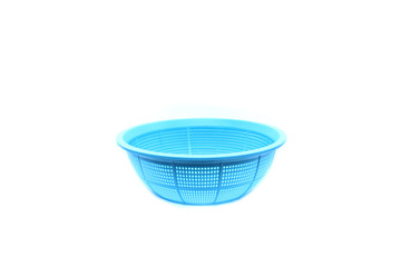 Blue plastic basket on isolated