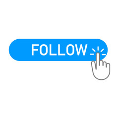 follow blue button wjth a hand clicking on