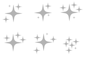 set of twinkling stars on white background