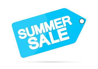Summer Sale, offer tag, discount banner design template, vector illustration