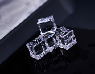 Glass cubes and reflections - abstract dark photo