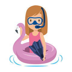 little girl with flemish float and snorkel