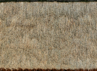 Dry grass gray lying on the roof.Texture or background.