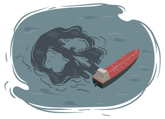 Industrial Impact Oil Spill Illustration