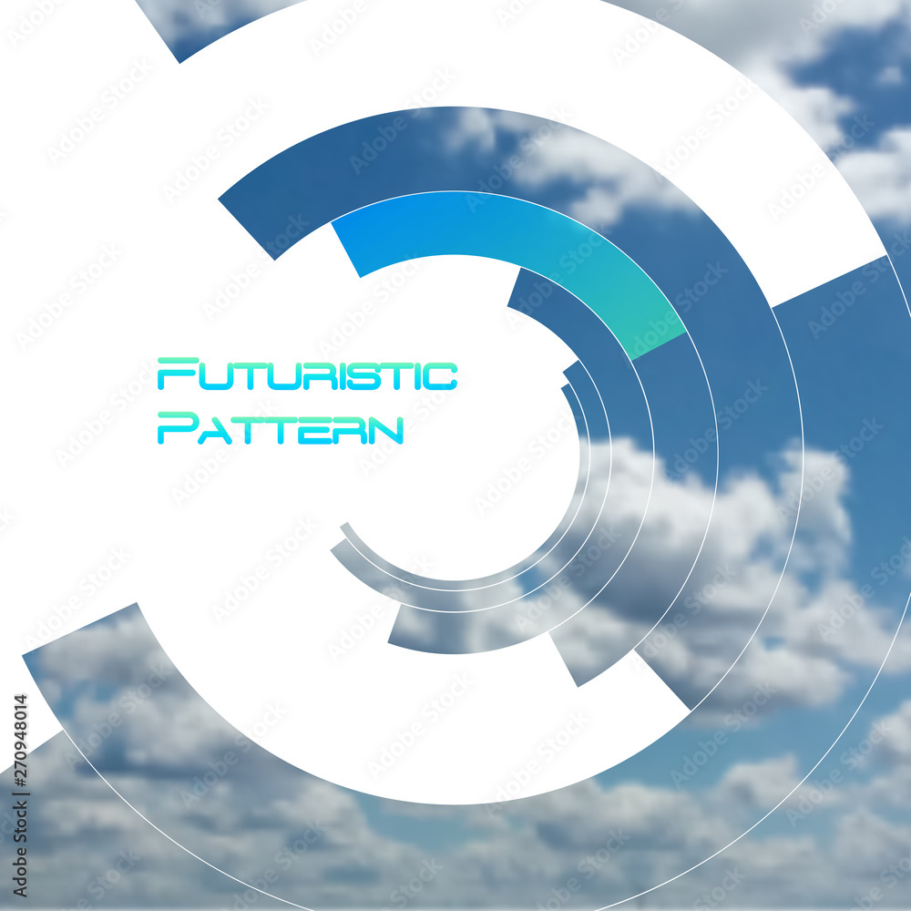 Aufkleber circular pattern, circle elements forming geometric frame for photo with colorful blue color gradien