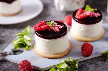 Homemade rapsberry cheesecake