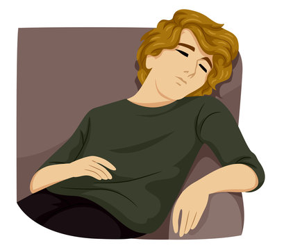Teen Boy Take Nap Illustration
