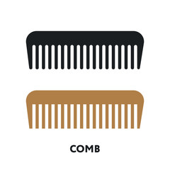 Hair Barber Comb Hairbrush. Vector Flat Line Stroke Icon.