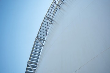 White steel tank for storing oil which is constructed according to API standard