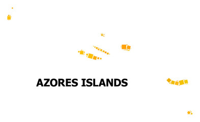 Gold Rotated Square Mosaic Map of Azores Islands