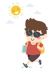 Kid Student Sunglasses Summer Illustration