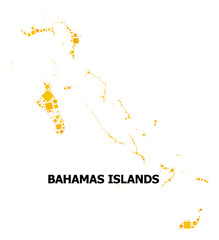 Gold Rotated Square Mosaic Map of Bahamas Islands