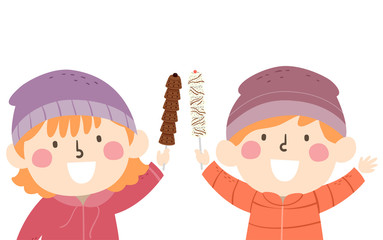 Kids Chocolates On Stick Illustration