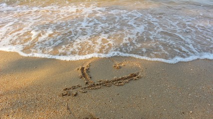 Heart shape on the sand by the beach