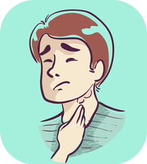 Boy Symptom Swollen Lymph Nodes Illustration