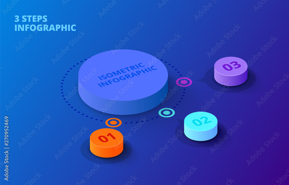 Poster vector 3d gradient cylinders on a dark blue background. business template for presentation. creative
