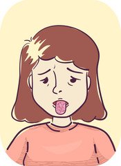 Girl Symptoms Dry Tongue Illustration