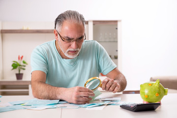White bearded old man in budget planning concept 