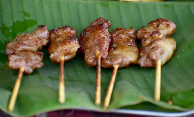 Thai food. Grilled pork, skewers