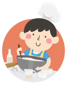 Kid Boy Pastry Chef Illustration