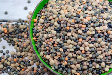 Colorful mix of lentils legumes ready for cooking, tasty vegetarian food commonly used in South Asian cuisine