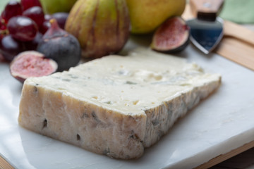 Fototapeta na wymiar Gorgonzola dolce Italian blue cheese, made from unskimmed cow's milk in North of Italy