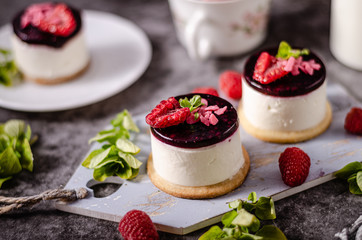 Homemade rapsberry cheesecake