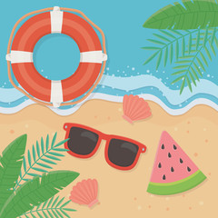 Summer and vacation icon set design