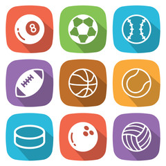 Sport balls flat icon with shadow.  Vector