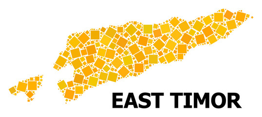 Gold Rotated Square Mosaic Map of East Timor