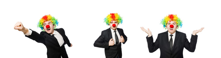 Clown businessman isolated on white
