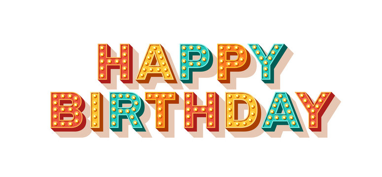 Happy Birthday retro typography