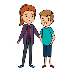 Fototapeta premium cute little kids couple characters